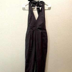 Charcoal Halter Backless Jumpsuit